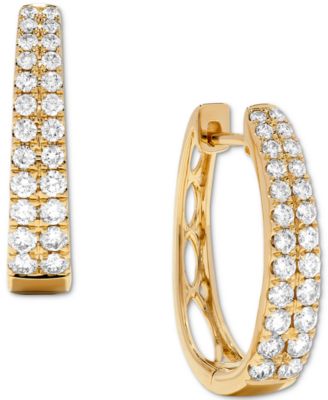 Macy's - Diamond Graduated Double Row Hoop Earrings (1 ct. t.w.)