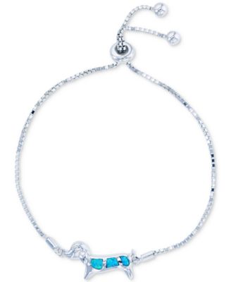 Macy's - Lab-Created Blue Opal Dog Bolo Bracelet in Sterling Silver