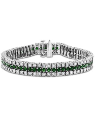 Macy's - Emerald (6 ct. t.w.) & Diamond (2 ct. t.w.) Triple Row Tennis Bracelet in Sterling Silver (Also in Ruby & Sapphire)