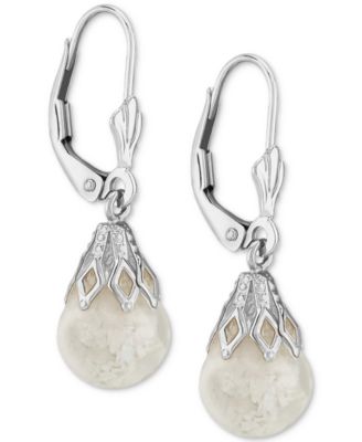 Macy's - Crushed Opal Leverback Drop Earrings (2-3/4 ct. t.w.) in 14k White Gold