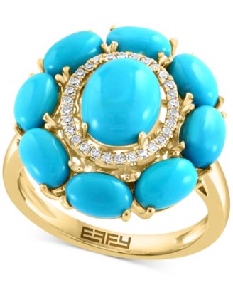 EFFY Collection - Turquoise & Diamond (1/10 ct. t.w.) Halo Ring in 14k Gold