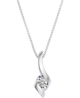 Macy's - Diamond Swirl Pendant Necklace in 14k White Gold (1/10 ct. t.w.)