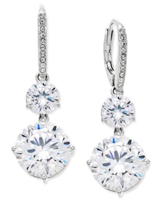 Eliot Danori - Silver-Tone Crystal Double Drop Earrings