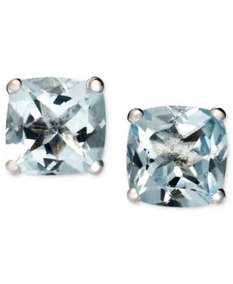 Macy's - 14k White Gold Earrings, Aquamarine Cushion Studs (1-5/8 ct. t.w.)