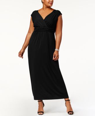 NY Collection - Plus Size Sleeveless Ruched Empire-Waist Maxi Dress