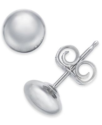Macy's - 14k White Gold Earrings, Flat Ball Stud (5mm)