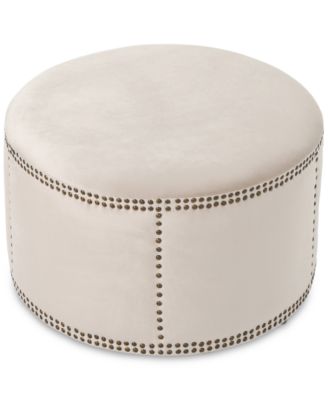 Noble House - Sophie Studded Velvet Ottoman, Quick Ship