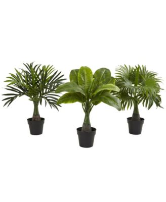 Nearly Natural - 3-Pc. Areca, Fountain & Banana Palm Artificial Plant Set